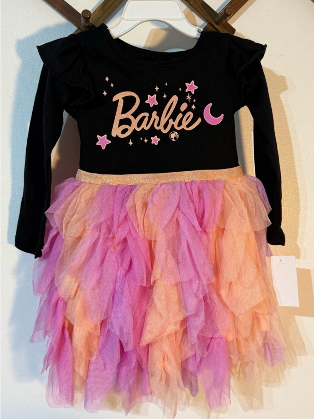 Barbie Black Top with Pink & Peach Tulle Skirt